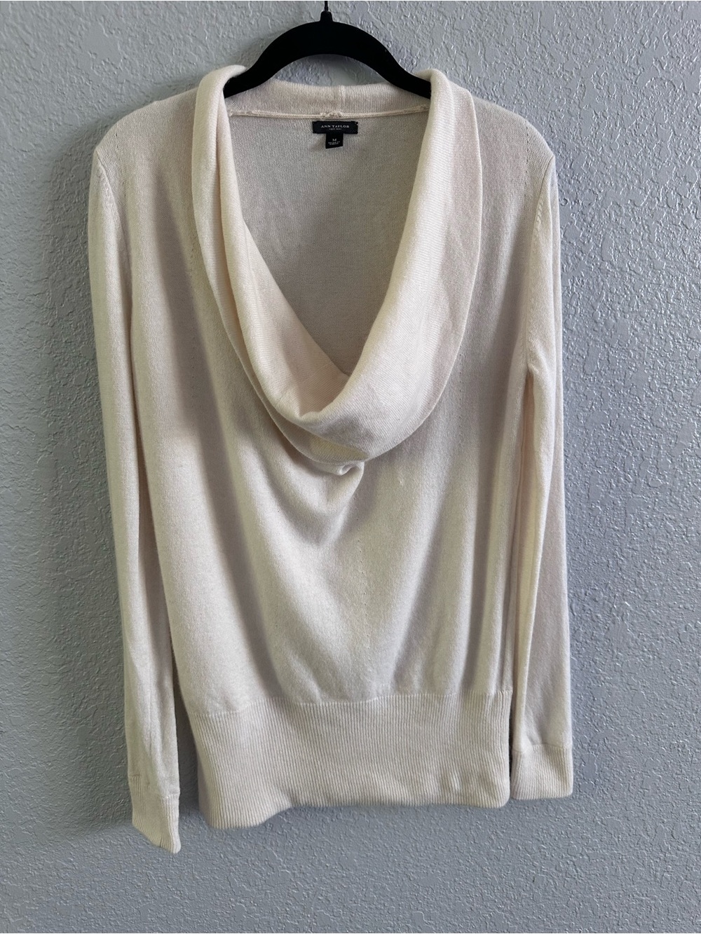 Ann Taylor Cashmere Blend Cowl Neck Sweater Ivory Medium